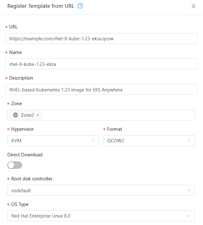 Adding a RHEL-based EKS Anywhere image template